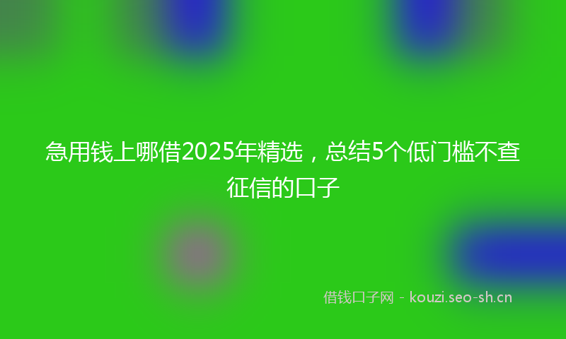 急用钱上哪借2025年精选，总结5个低门槛不查征信的口子