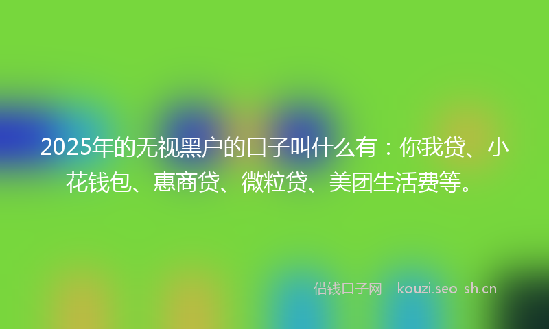 2025年的无视黑户的口子叫什么有:你我贷、小花钱包、惠商贷、微粒贷、美团生活费等。