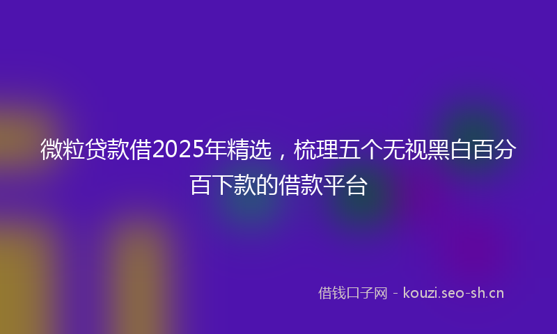 微粒贷款借2025年精选，梳理五个无视黑白百分百下款的借款平台