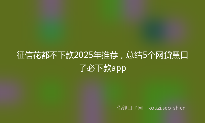 征信花都不下款2025年推荐，总结5个网贷黑口子必下款app
