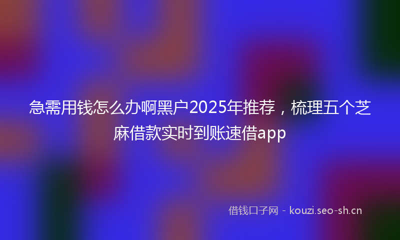 急需用钱怎么办啊黑户2025年推荐，梳理五个芝麻借款实时到账速借app