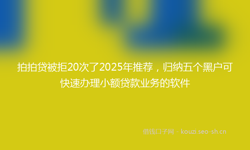 拍拍贷被拒20次了2025年推荐,归纳五个黑户可快速办理小额贷款业务的软件