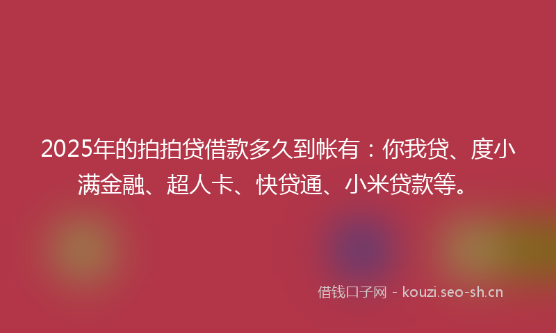 2025年的拍拍贷借款多久到帐有:你我贷、度小满金融、超人卡、快贷通、小米贷款等。