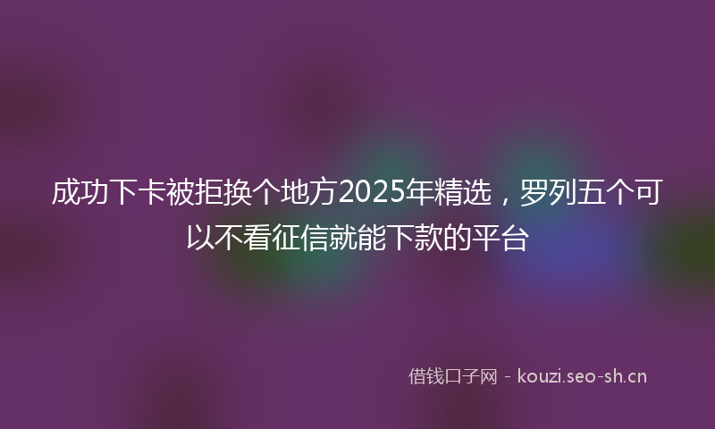 成功下卡被拒换个地方2025年精选，罗列五个可以不看征信就能下款的平台