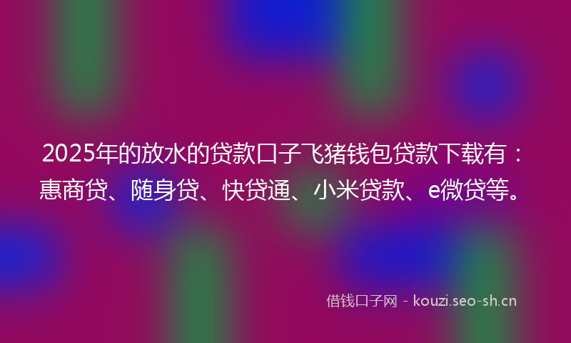 2025年的放水的贷款口子飞猪钱包贷款下载有：惠商贷、随身贷、快贷通、小米贷款、e微贷等。