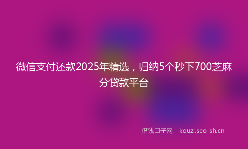 微信支付还款2025年精选，归纳5个秒下700芝麻分贷款平台