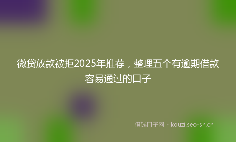 微贷放款被拒2025年推荐，整理五个有逾期借款容易通过的口子