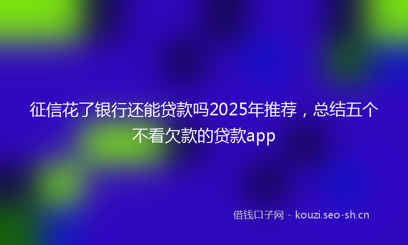 征信花了银行还能贷款吗2025年推荐，总结五个不看欠款的贷款app