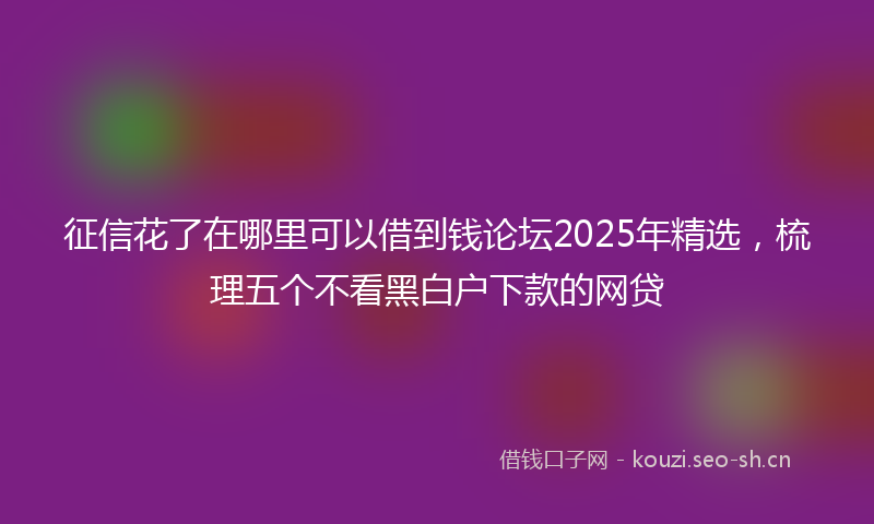 征信花了在哪里可以借到钱论坛2025年精选，梳理五个不看黑白户下款的网贷