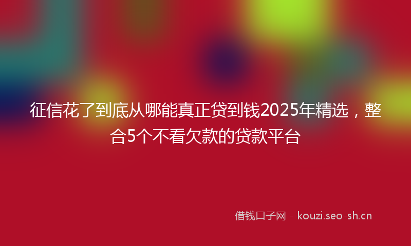 征信花了到底从哪能真正贷到钱2025年精选，整合5个不看欠款的贷款平台