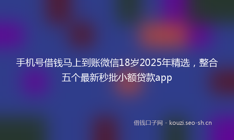 手机号借钱马上到账微信18岁2025年精选，整合五个最新秒批小额贷款app