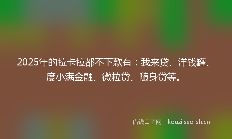 2025年的拉卡拉都不下款有：我来贷、洋钱罐、度小满金融、微粒贷、随身贷等。