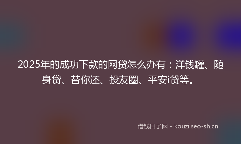 2025年的成功下款的网贷怎么办有：洋钱罐、随身贷、替你还、投友圈、平安i贷等。