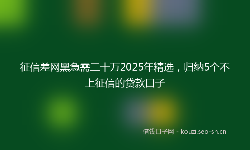 征信差网黑急需二十万2025年精选，归纳5个不上征信的贷款口子