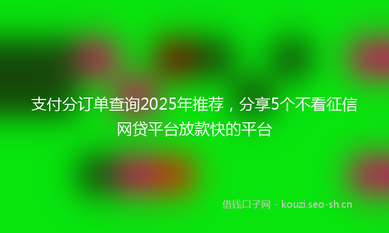 支付分订单查询2025年推荐，分享5个不看征信网贷平台放款快的平台