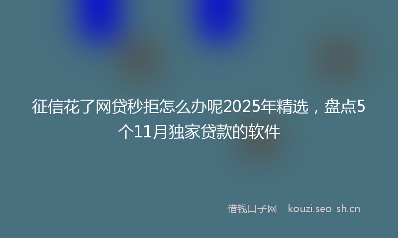 征信花了网贷秒拒怎么办呢2025年精选,盘点5个11月独家贷款的软件