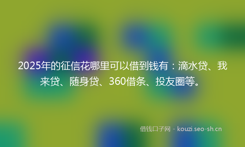 2025年的征信花哪里可以借到钱有：滴水贷、我来贷、随身贷、360借条、投友圈等。