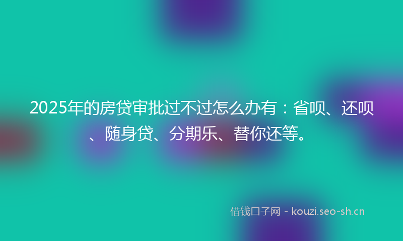 2025年的房贷审批过不过怎么办有：省呗、还呗、随身贷、分期乐、替你还等。