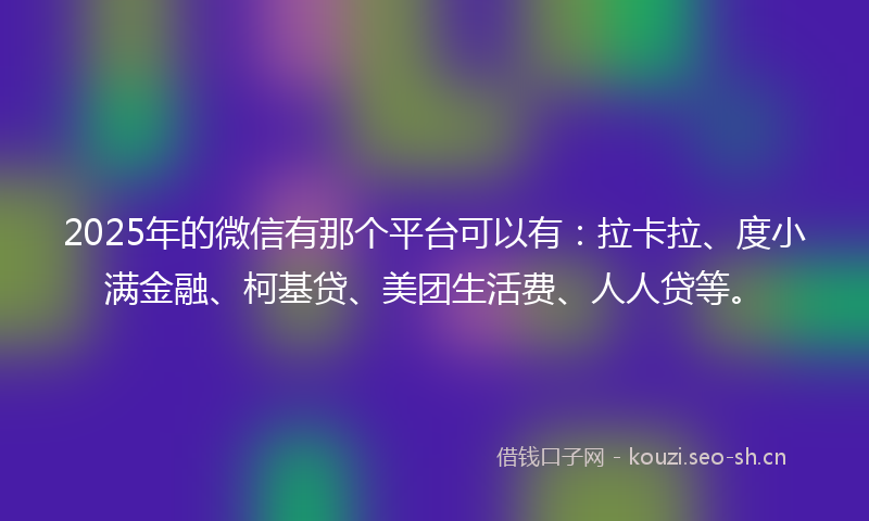 2025年的微信有那个平台可以有：拉卡拉、度小满金融、柯基贷、美团生活费、人人贷等。