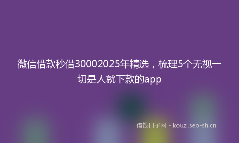 微信借款秒借30002025年精选，梳理5个无视一切是人就下款的app