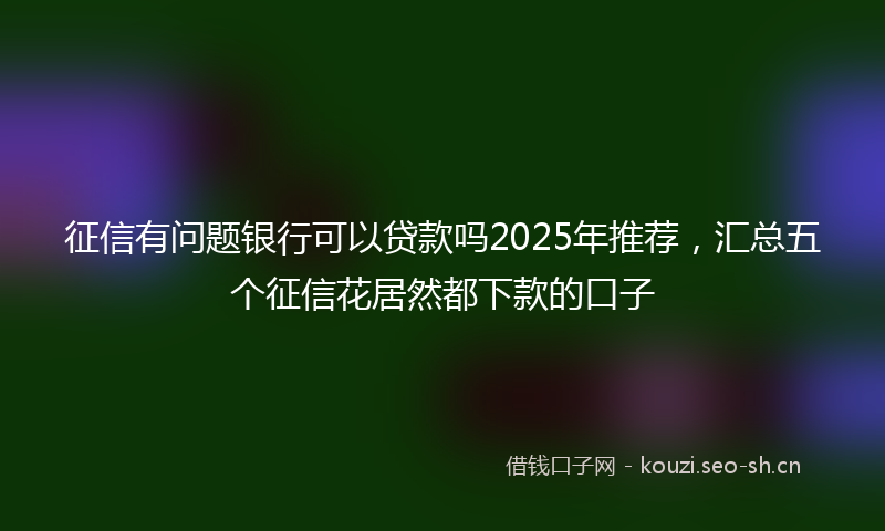 征信有问题银行可以贷款吗2025年推荐，汇总五个征信花居然都下款的口子