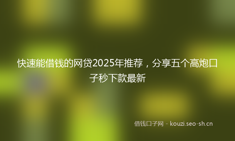 快速能借钱的网贷2025年推荐，分享五个高炮口子秒下款最新
