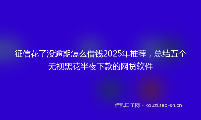 征信花了没逾期怎么借钱2025年推荐，总结五个无视黑花半夜下款的网贷软件