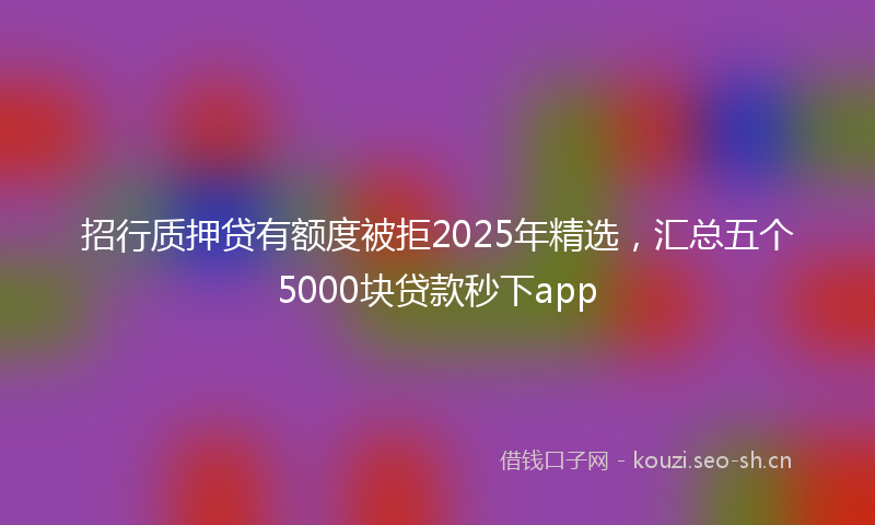 招行质押贷有额度被拒2025年精选，汇总五个5000块贷款秒下app