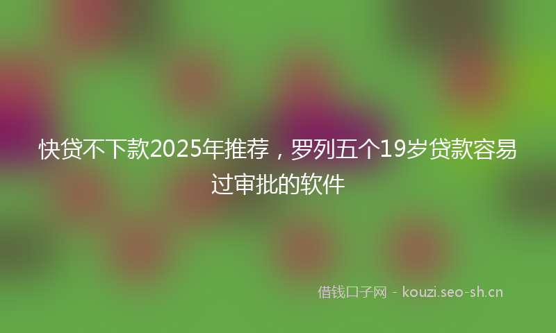 快贷不下款2025年推荐，罗列五个19岁贷款容易过审批的软件