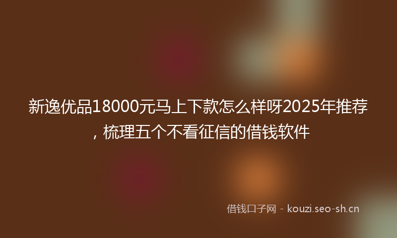 新逸优品18000元马上下款怎么样呀2025年推荐，梳理五个不看征信的借钱软件