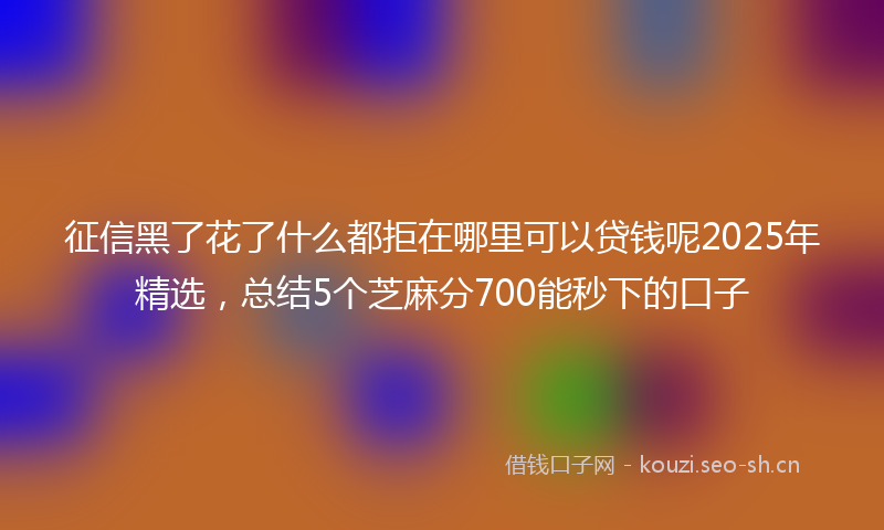 征信黑了花了什么都拒在哪里可以贷钱呢2025年精选，总结5个芝麻分700能秒下的口子