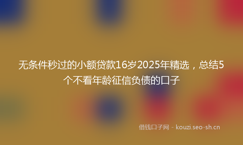 无条件秒过的小额贷款16岁2025年精选，总结5个不看年龄征信负债的口子