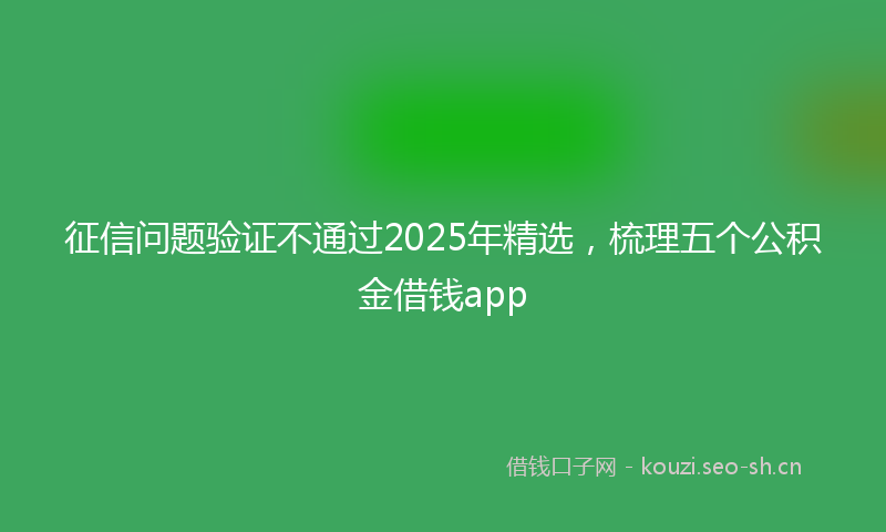 征信问题验证不通过2025年精选，梳理五个公积金借钱app