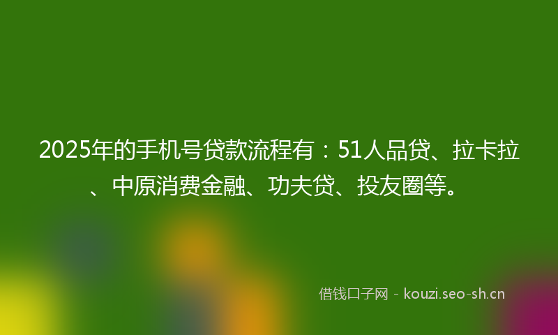 2025年的手机号贷款流程有：51人品贷、拉卡拉、中原消费金融、功夫贷、投友圈等。