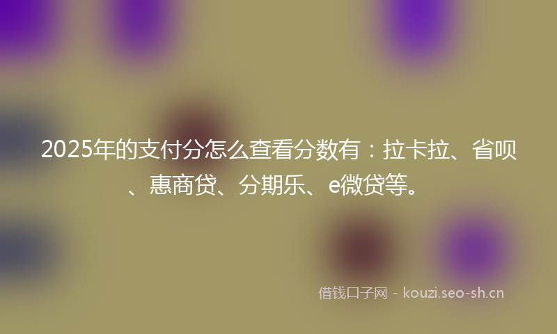 2025年的支付分怎么查看分数有：拉卡拉、省呗、惠商贷、分期乐、e微贷等。