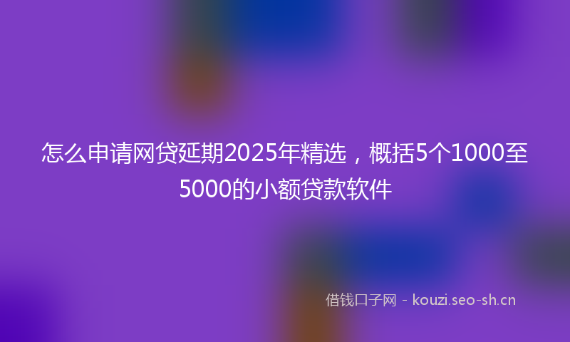 怎么申请网贷延期2025年精选，概括5个1000至5000的小额贷款软件