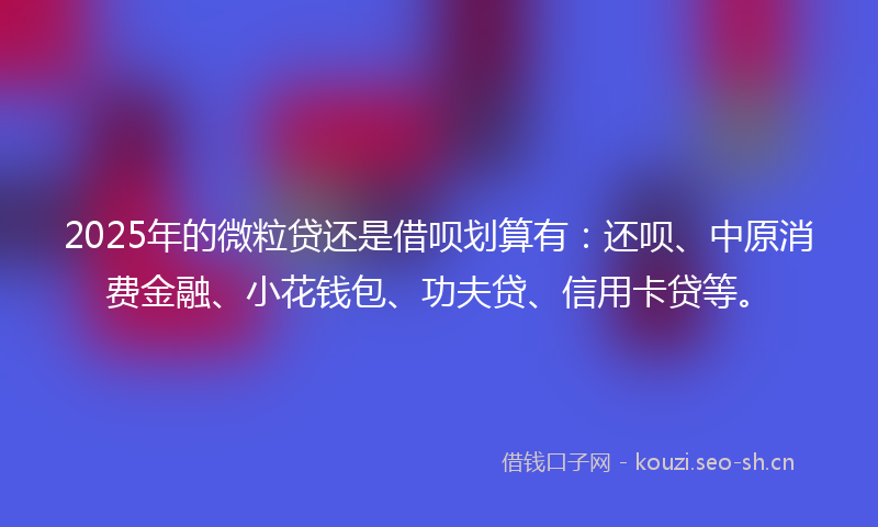 2025年的微粒贷还是借呗划算有：还呗、中原消费金融、小花钱包、功夫贷、信用卡贷等。