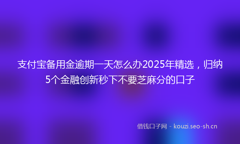 支付宝备用金逾期一天怎么办2025年精选，归纳5个金融创新秒下不要芝麻分的口子