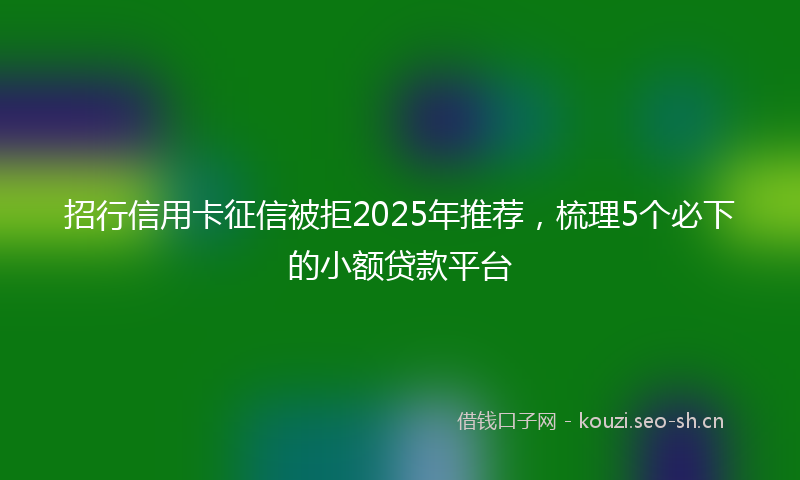 招行信用卡征信被拒2025年推荐，梳理5个必下的小额贷款平台