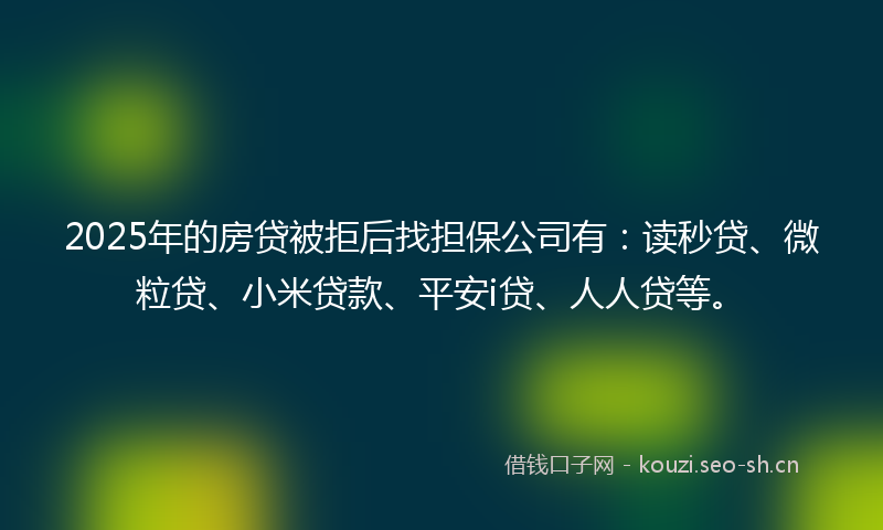 2025年的房贷被拒后找担保公司有：读秒贷、微粒贷、小米贷款、平安i贷、人人贷等。