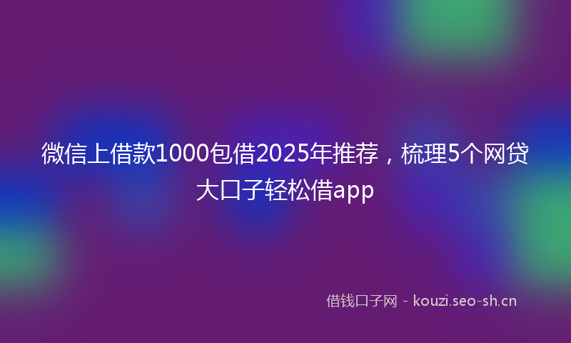 微信上借款1000包借2025年推荐，梳理5个网贷大口子轻松借app