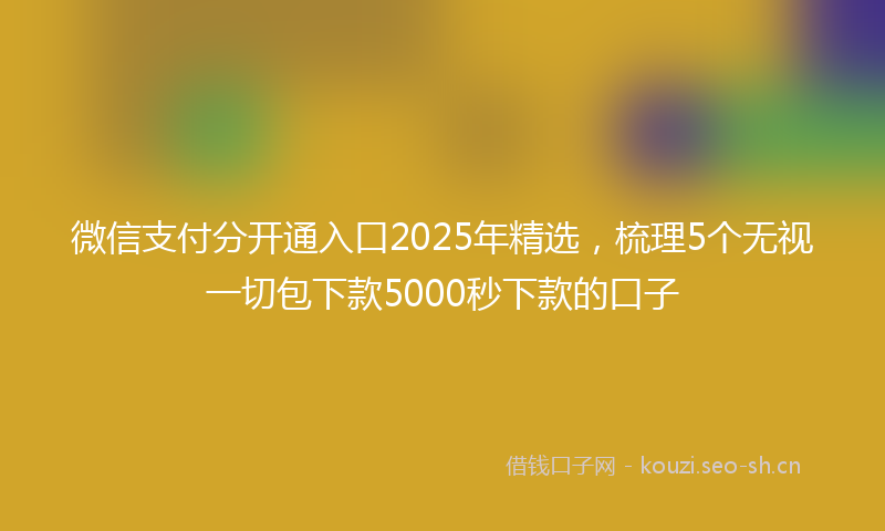 微信支付分开通入口2025年精选，梳理5个无视一切包下款5000秒下款的口子