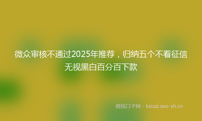 微众审核不通过2025年推荐，归纳五个不看征信无视黑白百分百下款