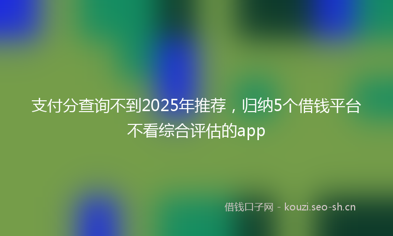 支付分查询不到2025年推荐，归纳5个借钱平台不看综合评估的app