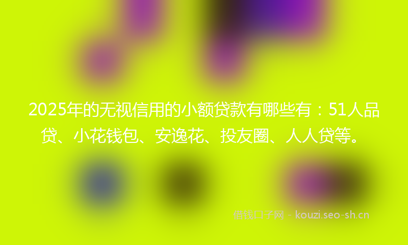 2025年的无视信用的小额贷款有哪些有：51人品贷、小花钱包、安逸花、投友圈、人人贷等。