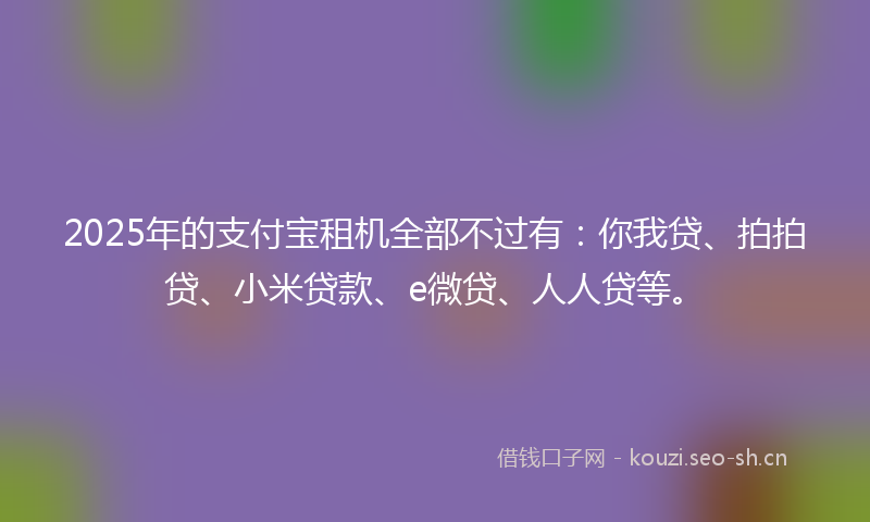 2025年的支付宝租机全部不过有：你我贷、拍拍贷、小米贷款、e微贷、人人贷等。