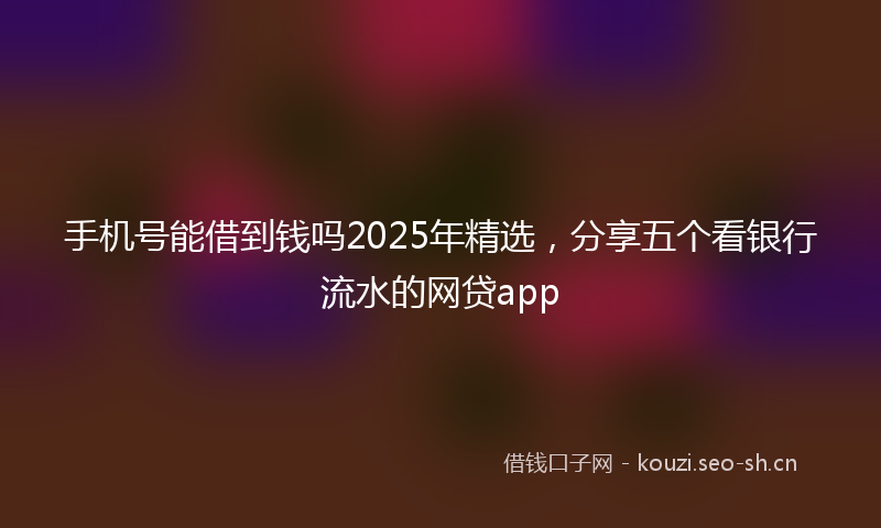 手机号能借到钱吗2025年精选，分享五个看银行流水的网贷app