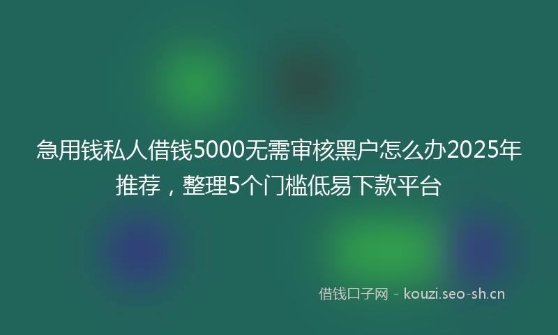 急用钱私人借钱5000无需审核黑户怎么办2025年推荐，整理5个门槛低易下款平台