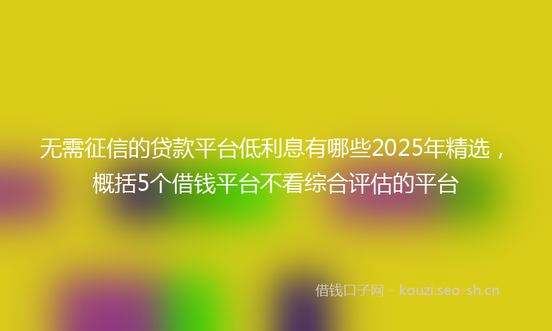 无需征信的贷款平台低利息有哪些2025年精选，概括5个借钱平台不看综合评估的平台