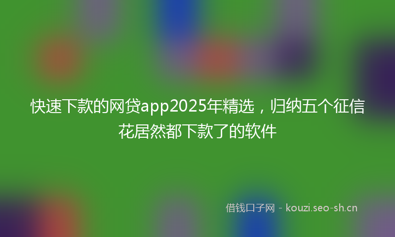 快速下款的网贷app2025年精选，归纳五个征信花居然都下款了的软件